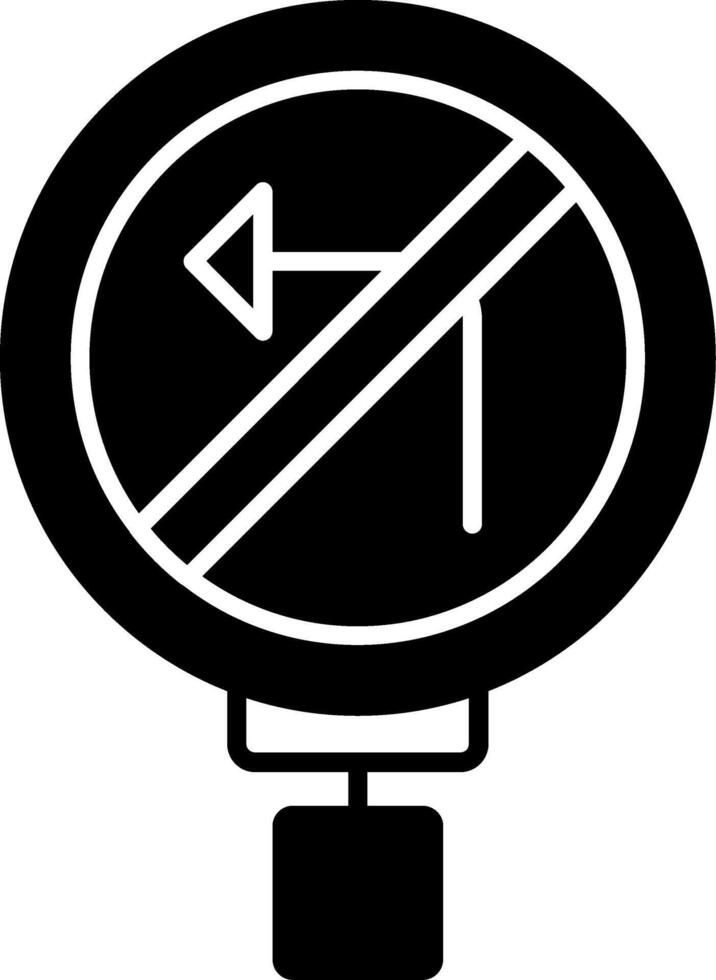 No Left Turn Glyph Icon vector