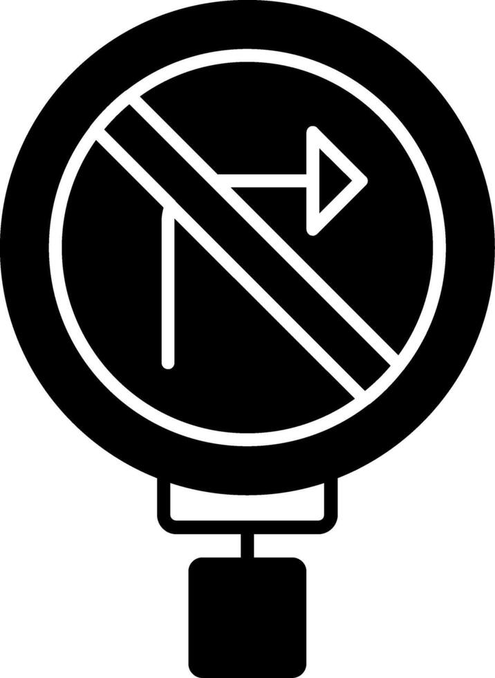 No Right Turn Glyph Icon vector