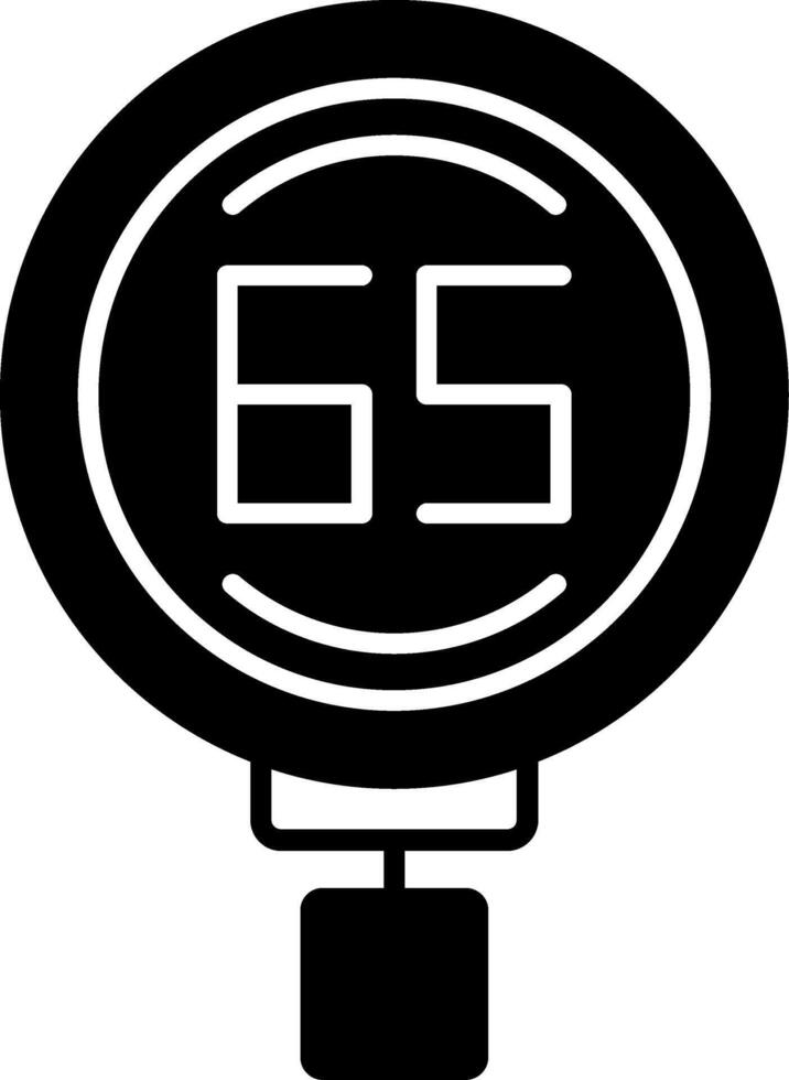 Speed Limit 65 Glyph Icon vector