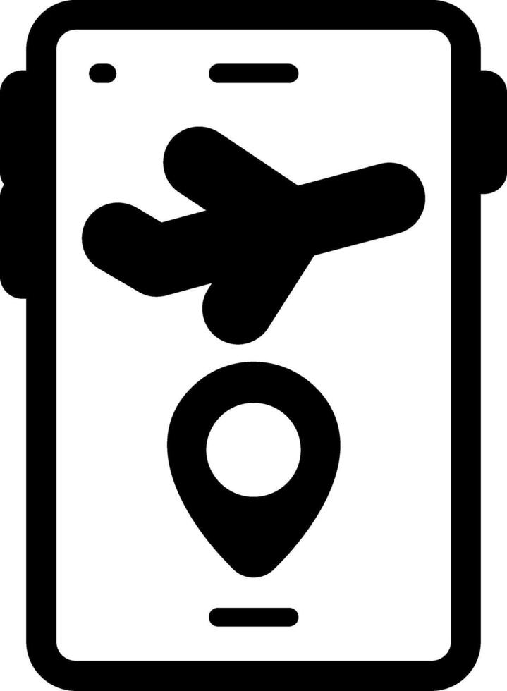 Flight Location On Phone Glyph Icon vector