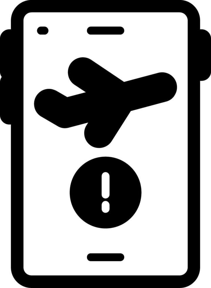 Flight Notice On Phone Glyph Icon vector