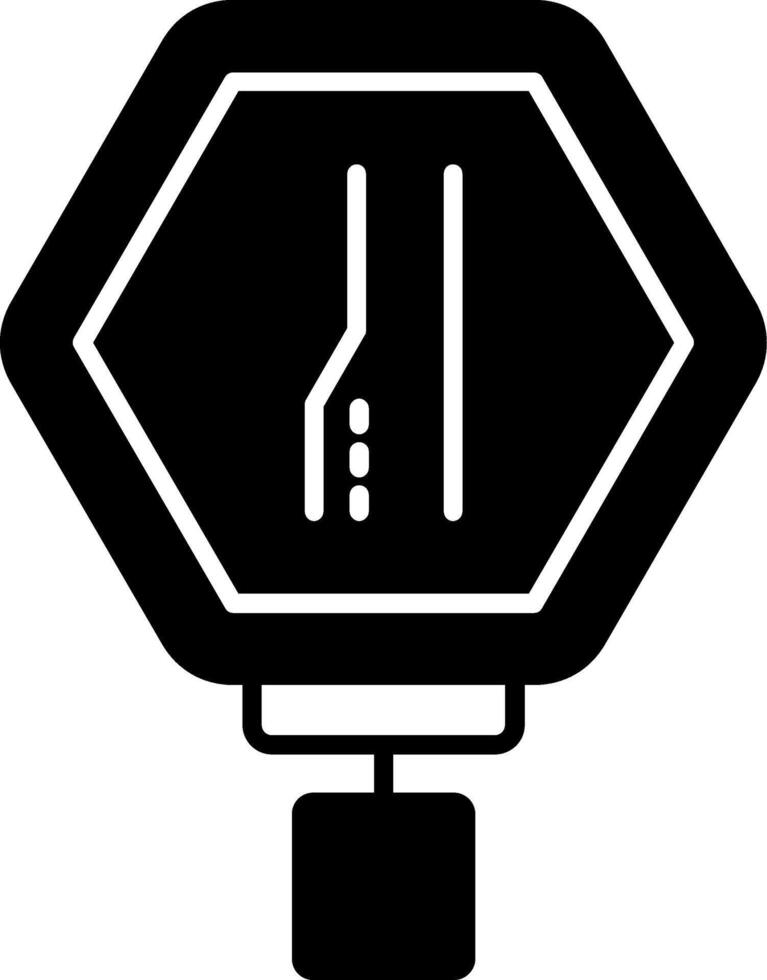 Left Lane Ends Glyph Icon vector