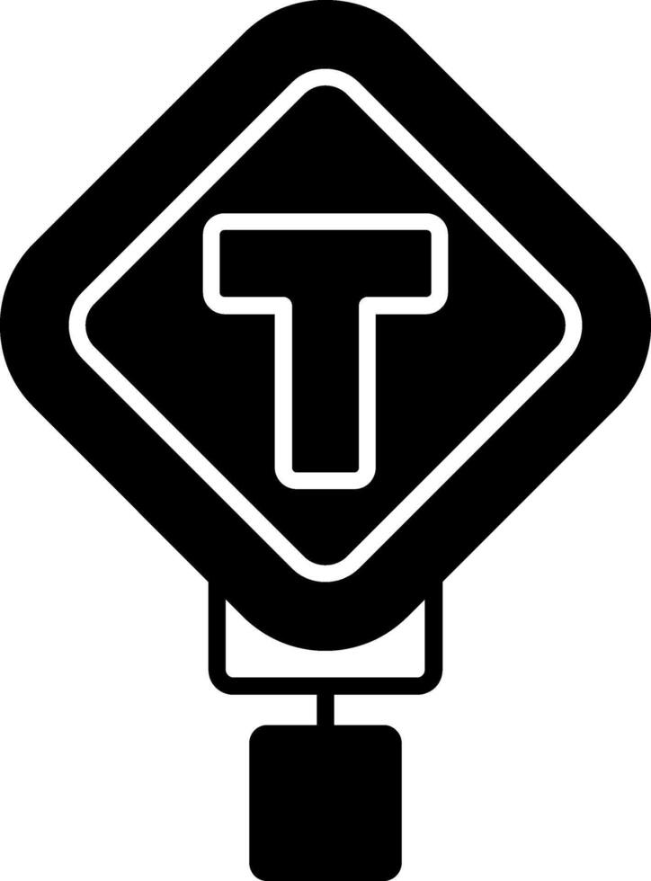 T Intersection Glyph Icon vector