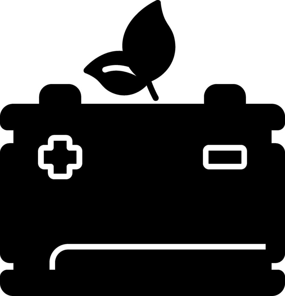 Green Energy Saving Battery Glyph Icon vector