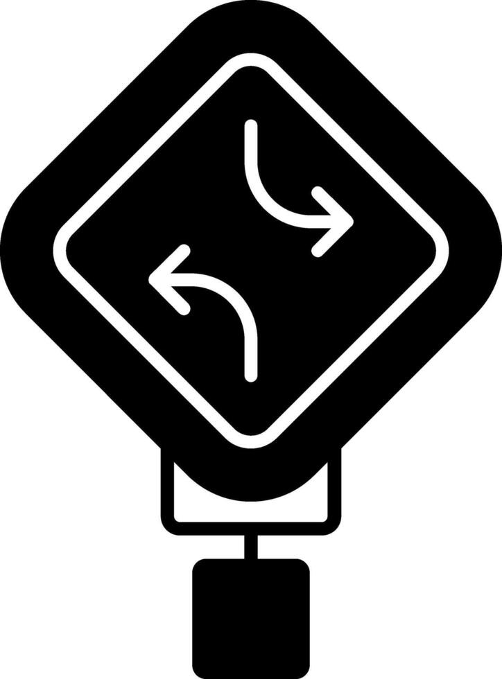 Two-Way Left Turn Glyph Icon vector