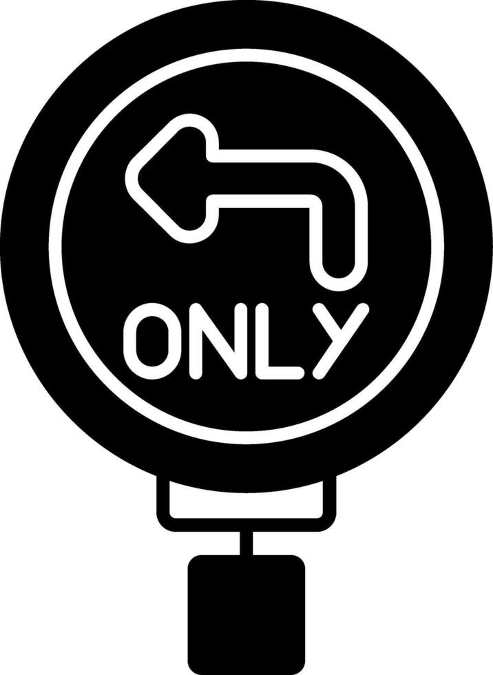 Left Lane Must Turn Left Glyph Icon vector