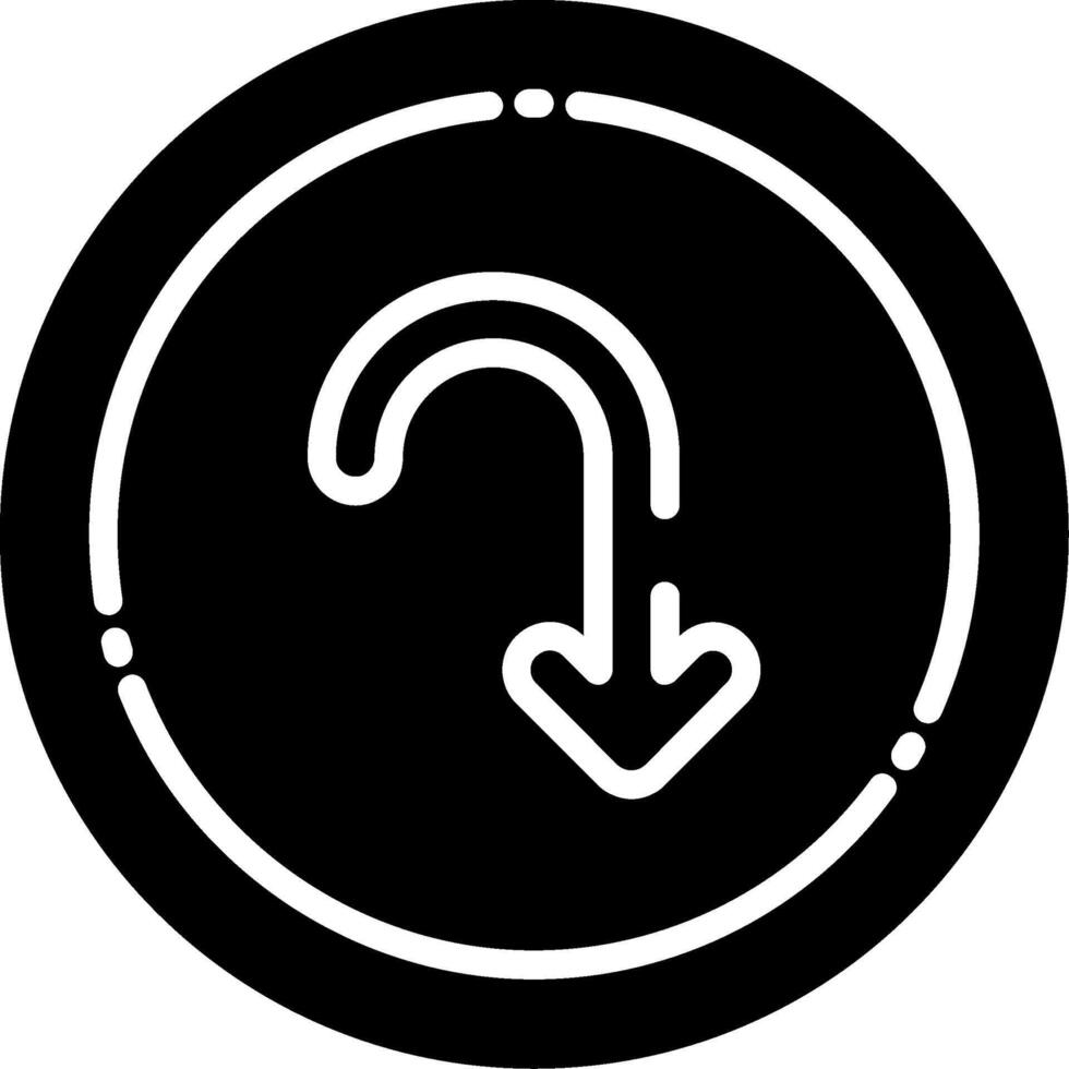 Arrow with Hook Glyph Icon vector