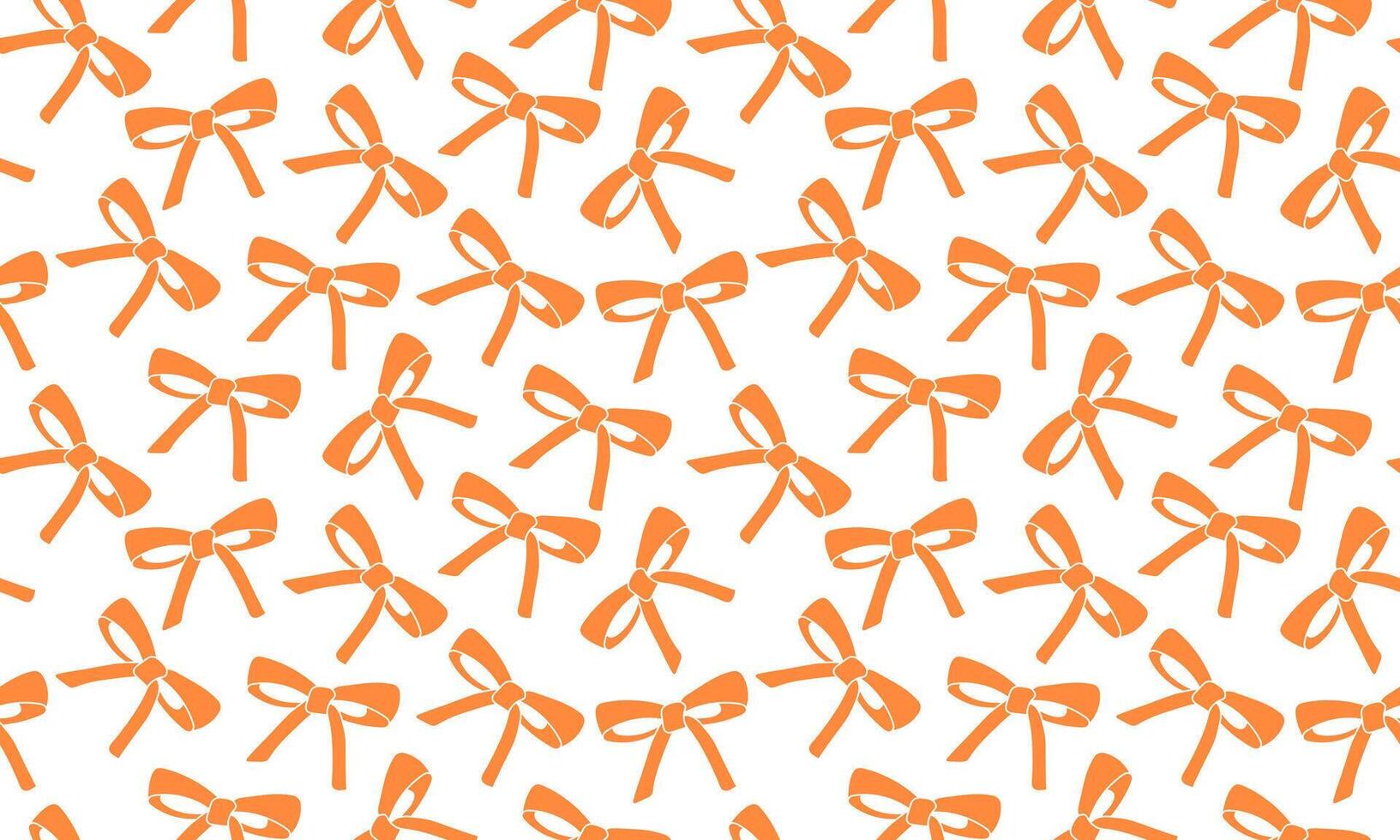 Orange bow seamless pattern. Holiday background for Christmas, Xmas, New Year and birthday. Paper Package ornate. vector