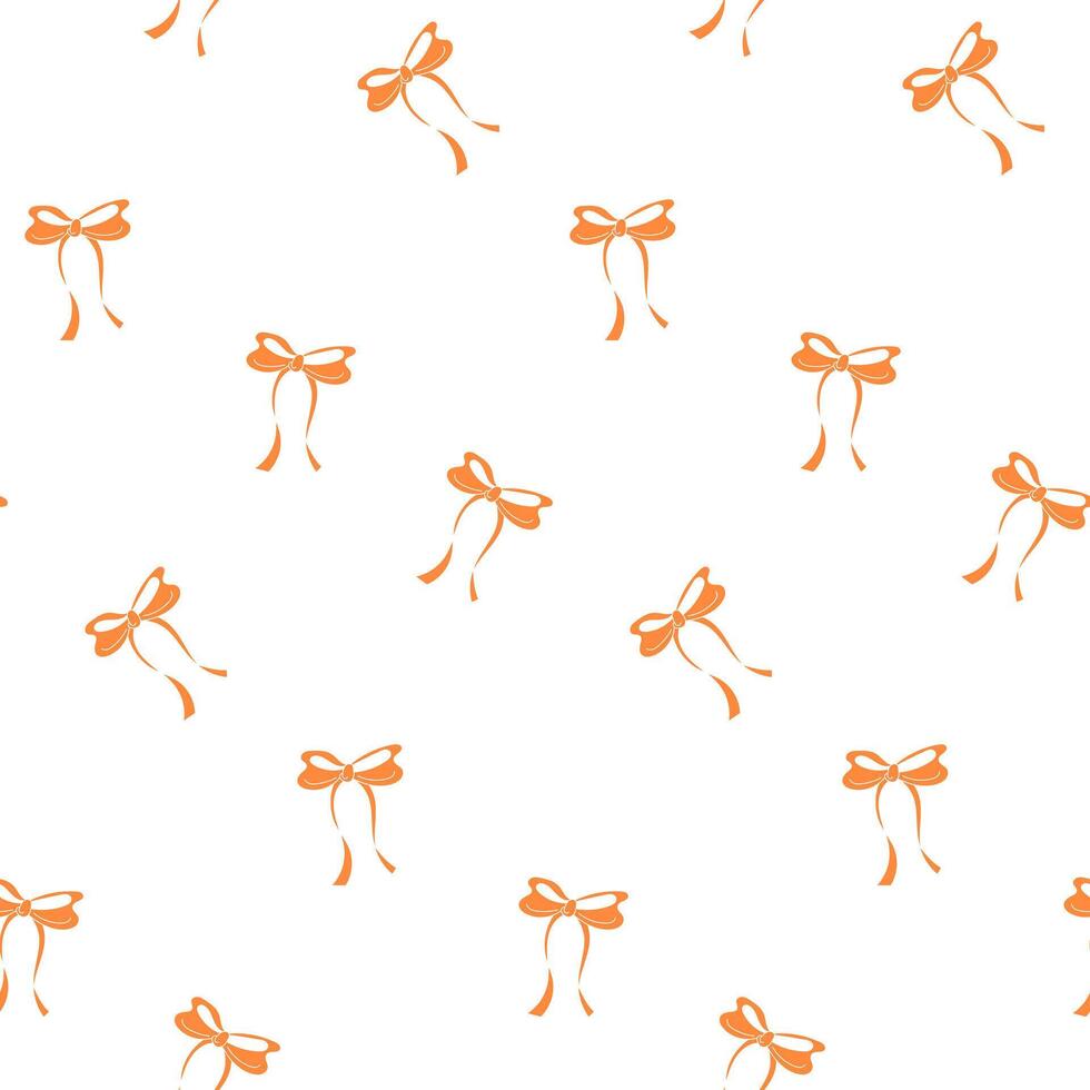Orange bow knots seamless pattern. Backdrop for print, greeting card, holidays and children cloth vector