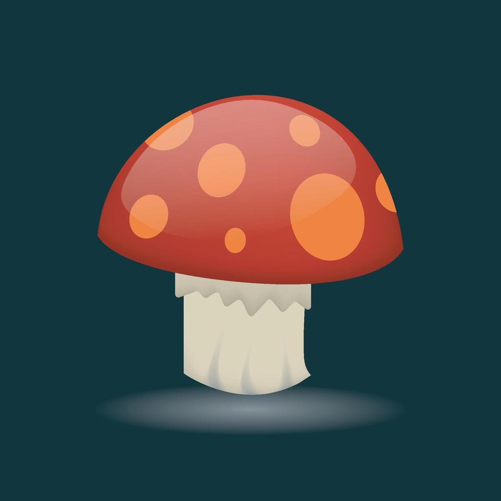 Mushroom emoji illustration isolated on dark background. 3d illustration vector