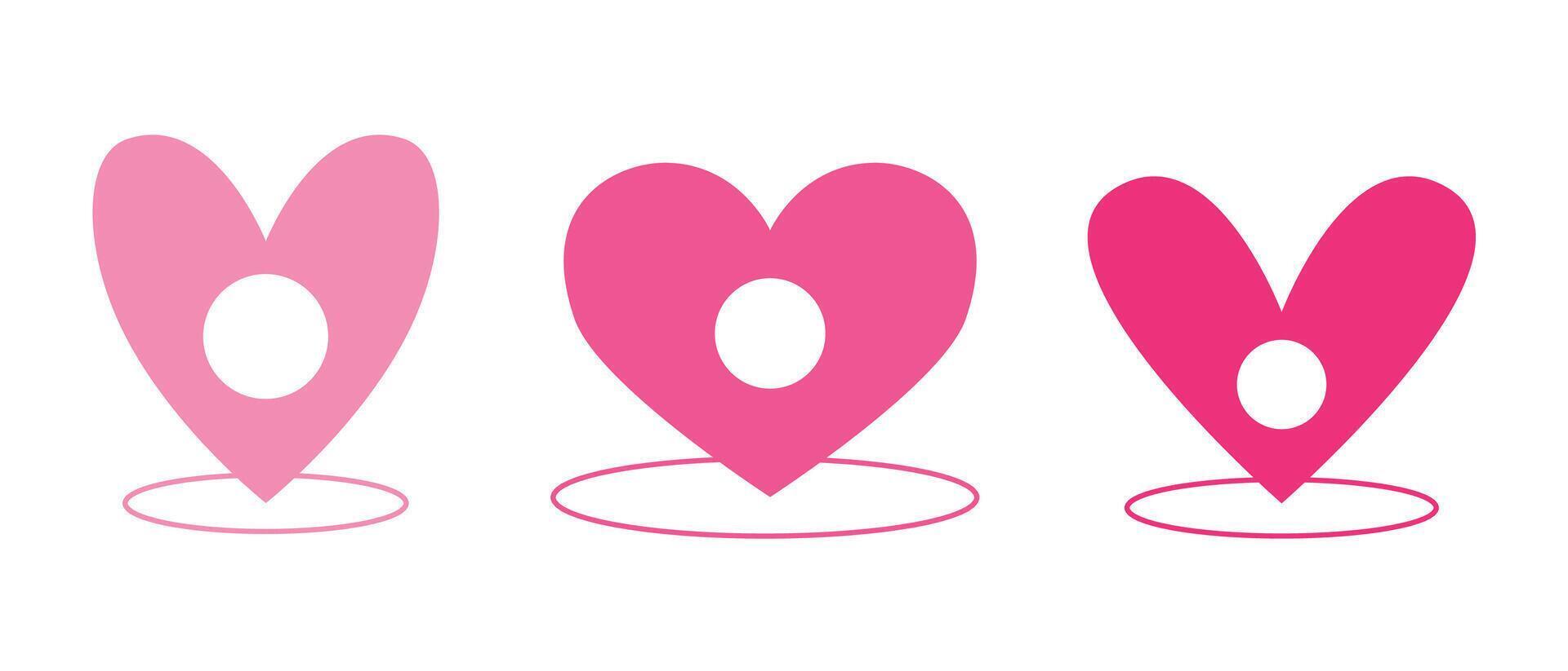 Heart pin for love, valentine, long distance, map, honeymoon, element and icon vector