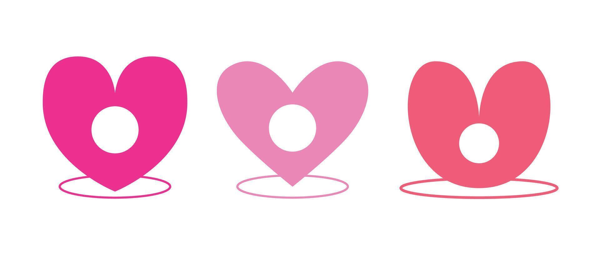 Heart pin for love, valentine, long distance, map, honeymoon, element and icon vector