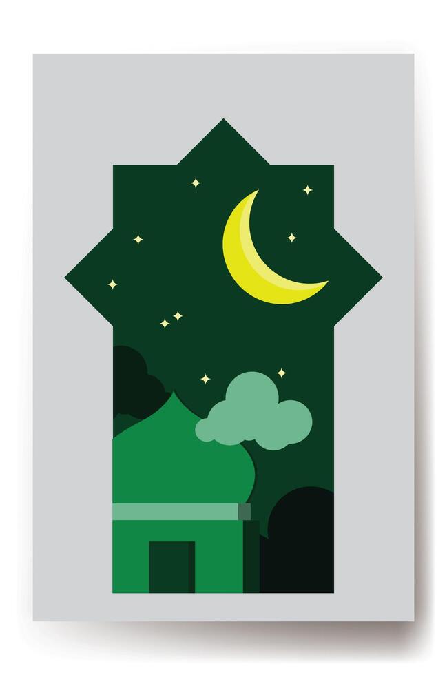 Ramadan Kareem Card Green Background vector