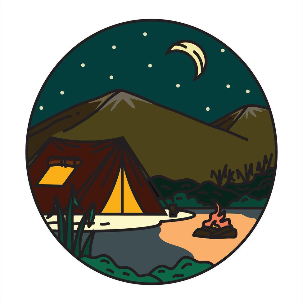 Mountain Camping Patch vector