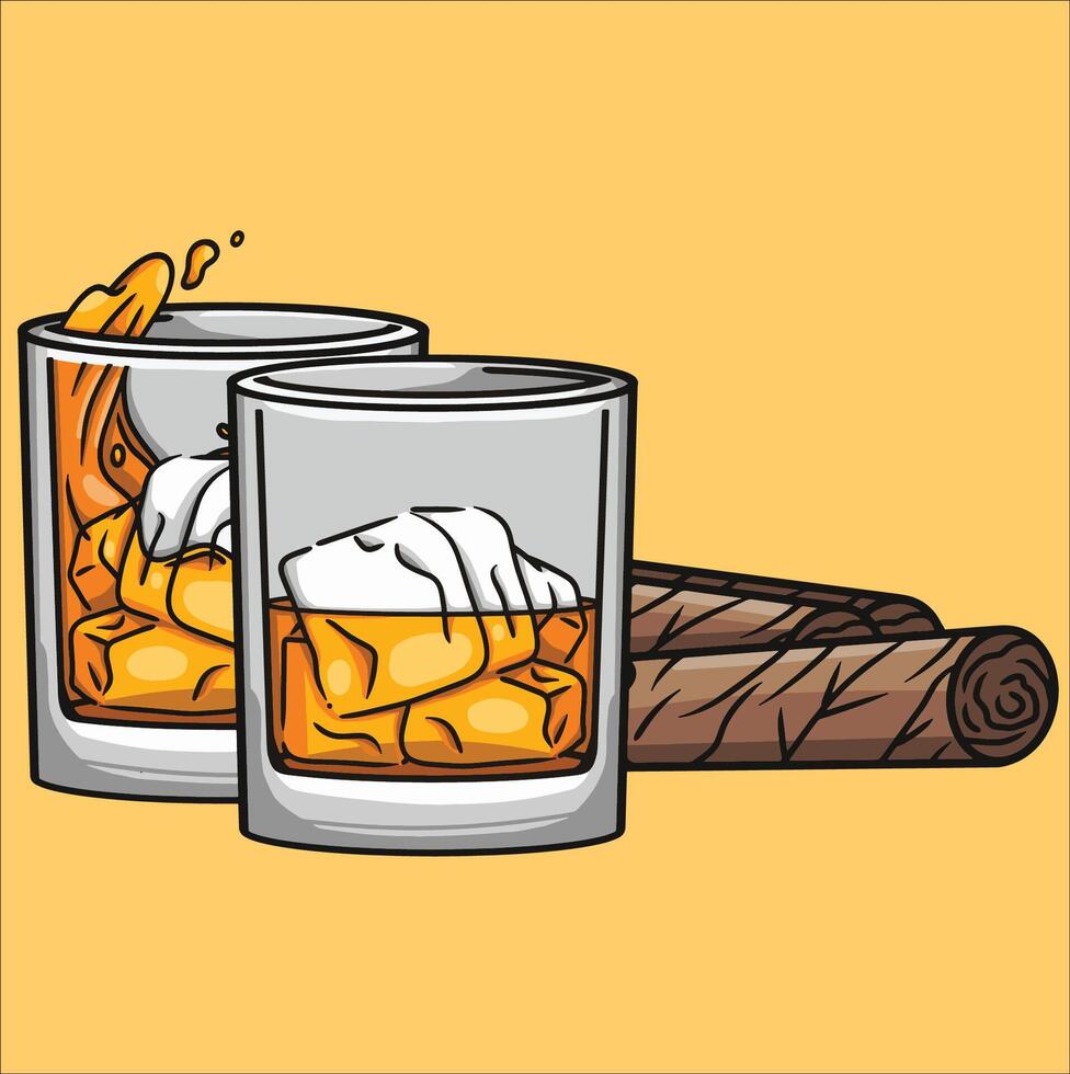 Two Glass of Bourbon vector