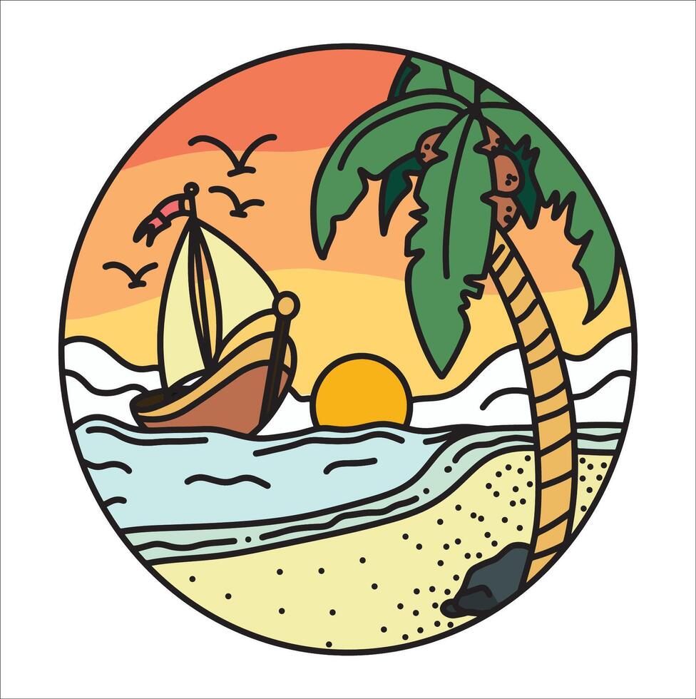 Boat And Beach vector