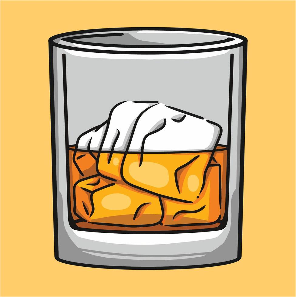 Bourbon with ice vector