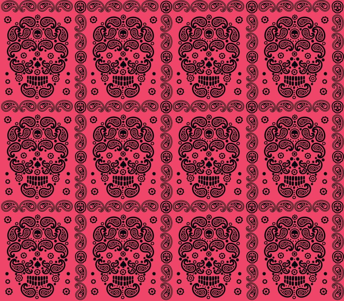 seamless texture with skull with Paisley vector
