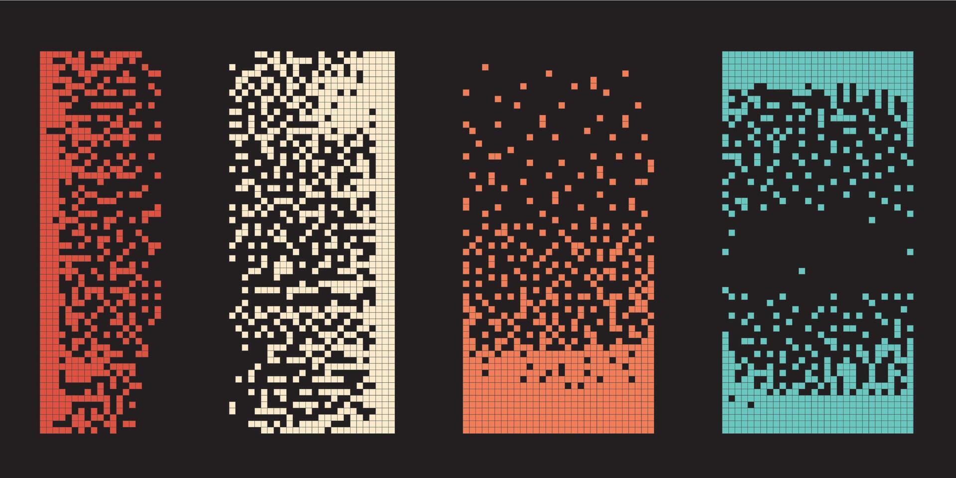 Pixel disintegration background. Decay effect. Dispersed dotted pattern. Concept of disintegration, pixel mosaic textures with simple square particles. vector