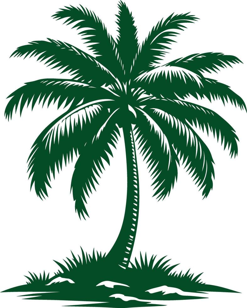 A Coconut Tree Silhouette in the Glow of a Fading Sun vector