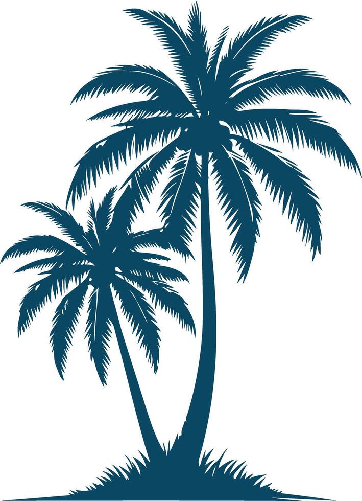 The Silhouette of a Coconut Tree as Day Gives Way to Night vector