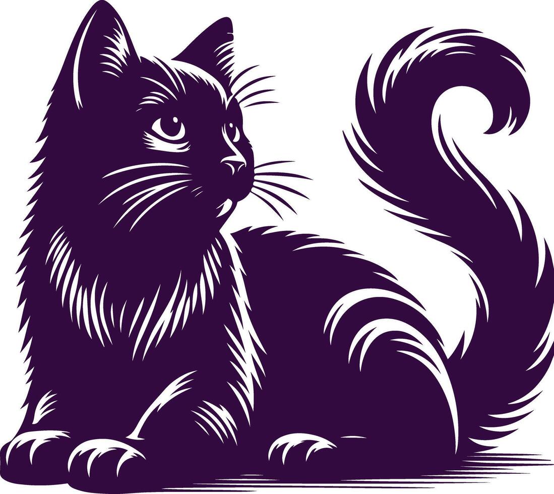 Silhouette of a bringal Cat in Stealth Mode vector