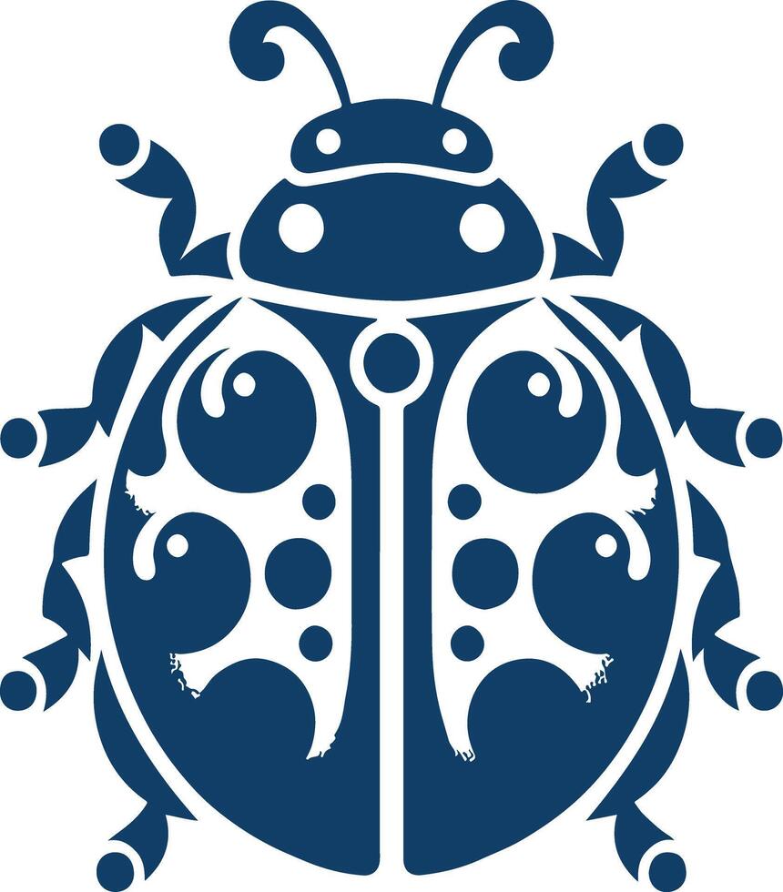 Silhouette of a Single Ladybug in Bold with Sharp Detail on Wings vector