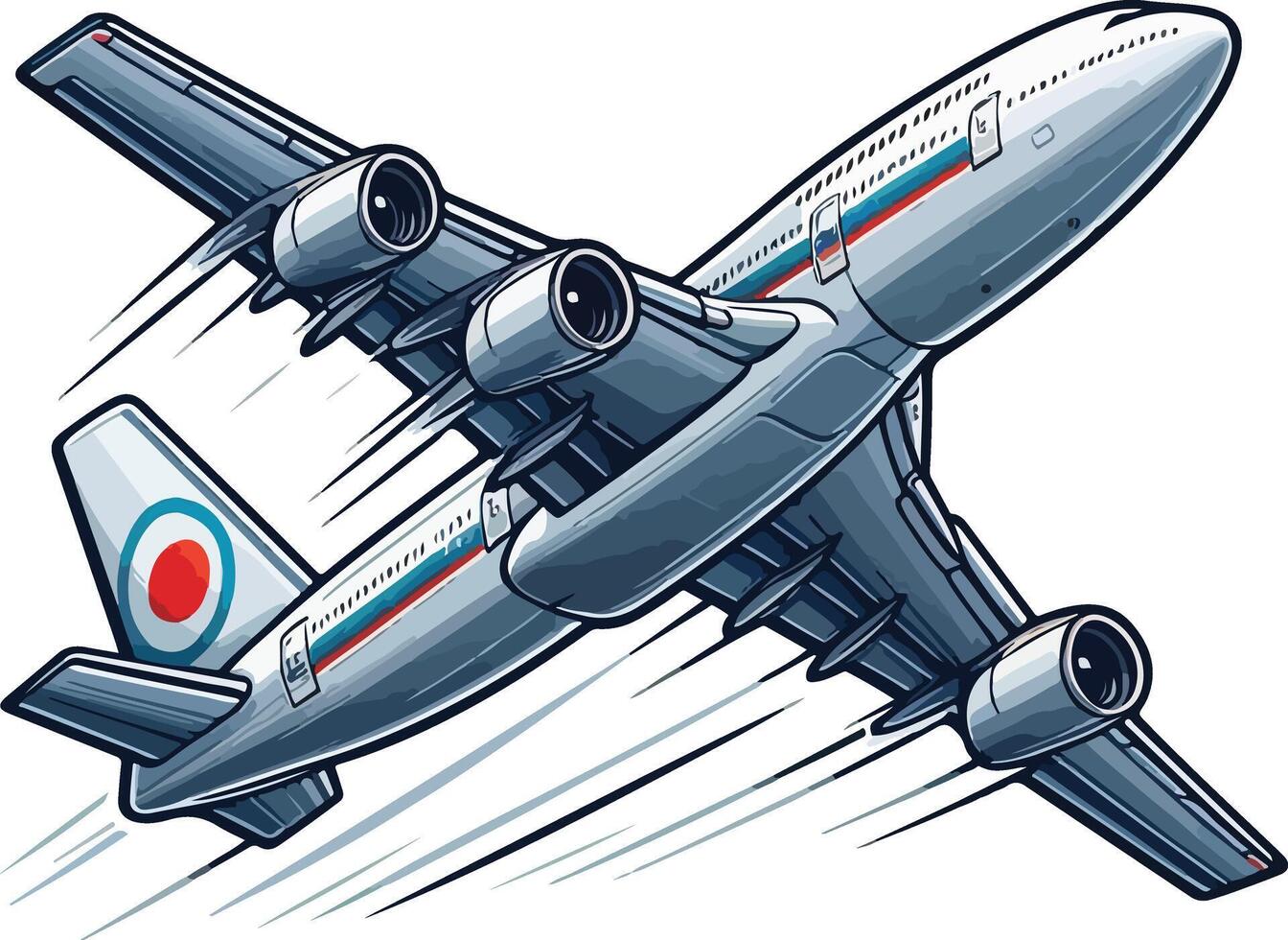 The Elegant Silhouette of an Airplane Gliding Through a Canvas of Clouds vector