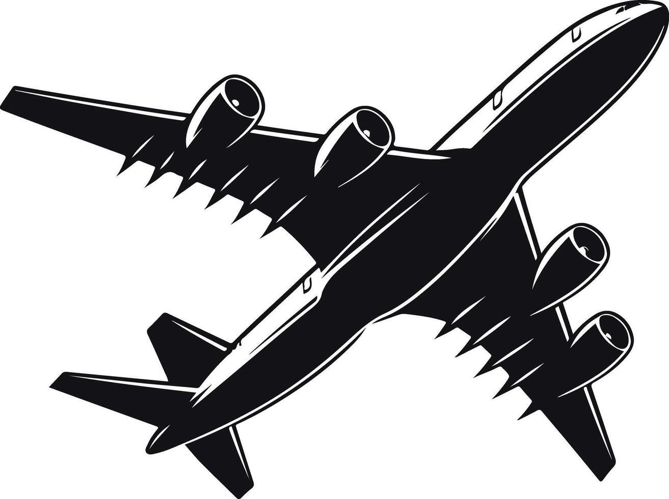 A Dramatic Silhouette of an Airplane Soaring High with Grace and Precision vector