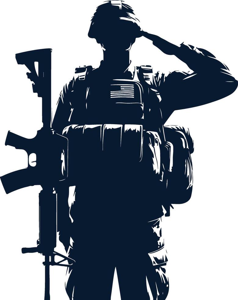 The Shadow of a Soldier Saluting the Sacrifices of Heroes vector