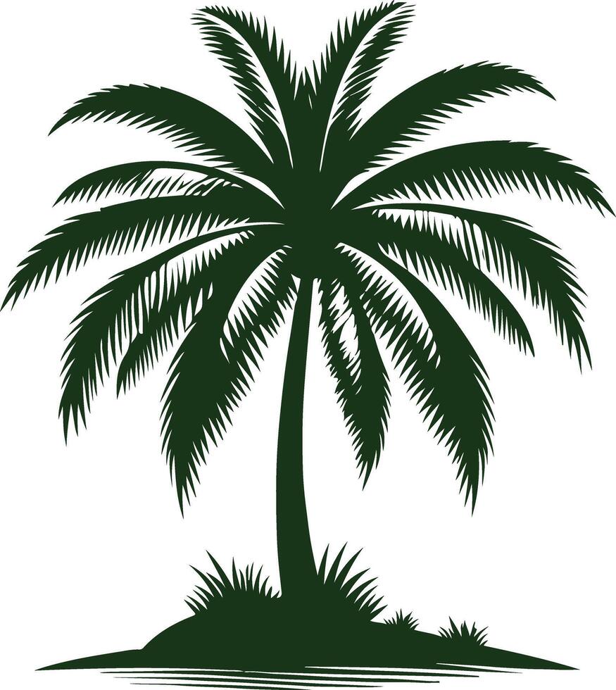 The Graceful Silhouette of a Coconut Tree Swaying in the Twilight Breeze vector