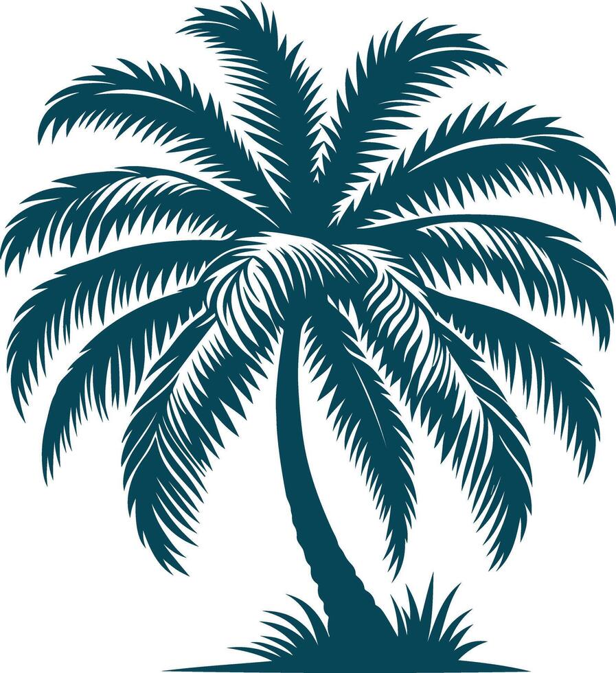 The Majestic Silhouette of a Coconut Tree at Twilight vector
