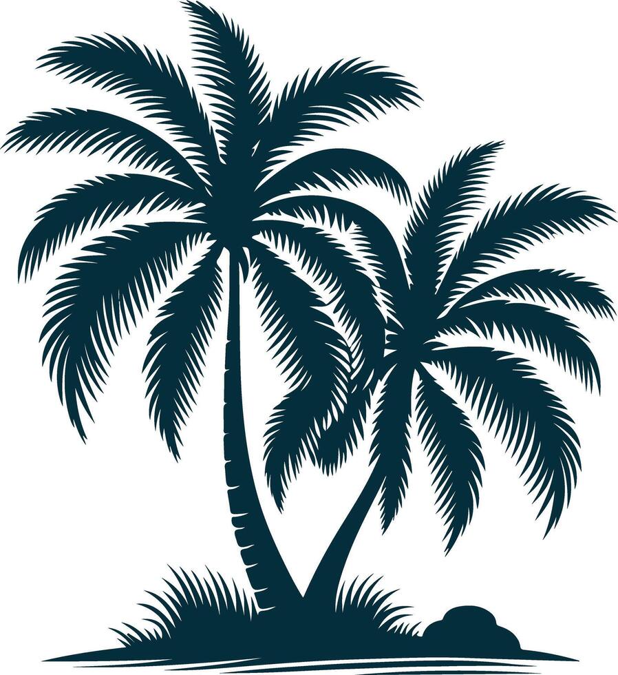 A Lone Coconut Tree Silhouette Framed by the Soft Colors of Dusk vector