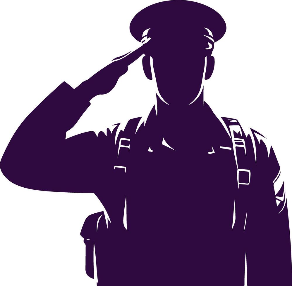 A Soldier Salute in the Silhouette of Sacrifice vector