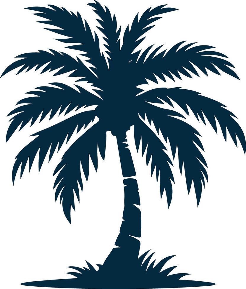 The Bold Silhouette of a Coconut Tree Stands Tall Against a Setting Sun vector