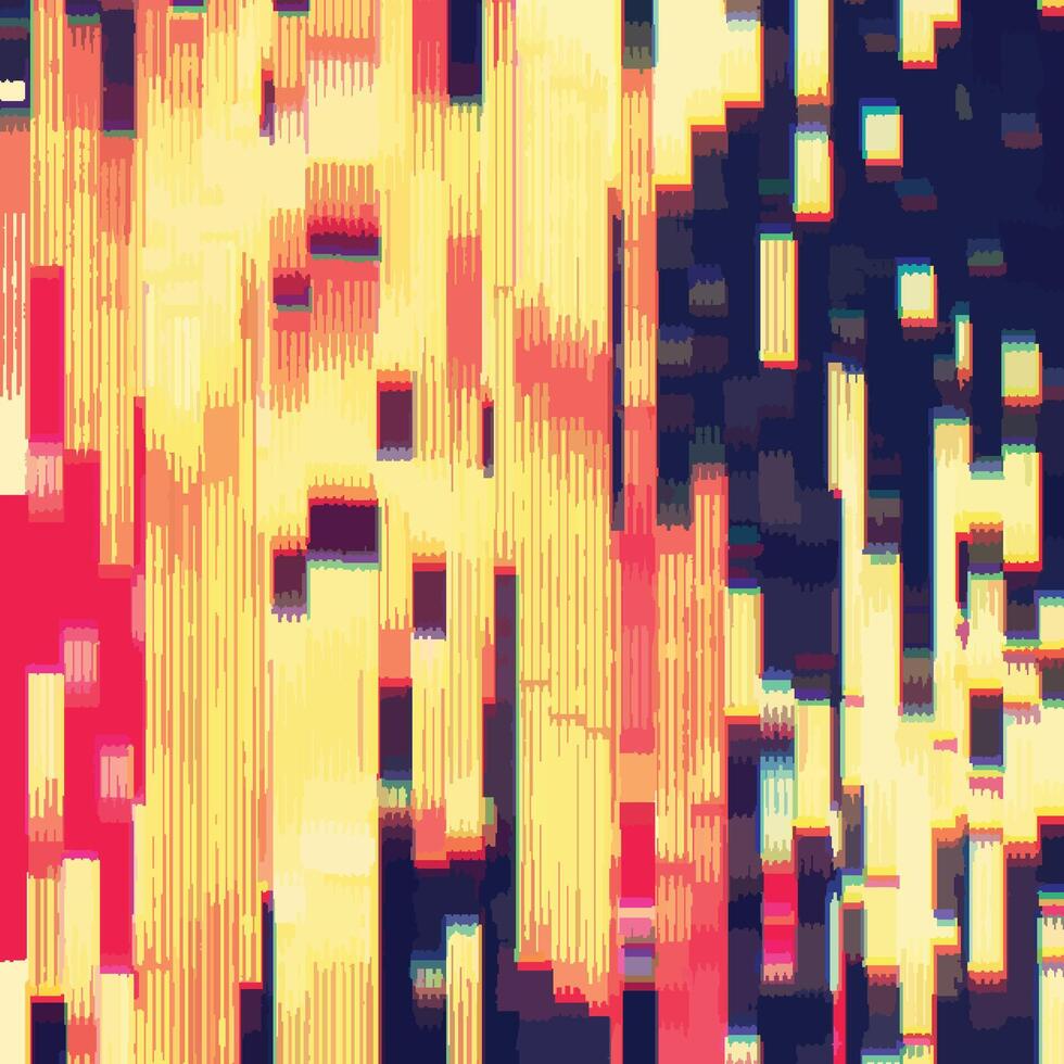 Abstract background of horizontal color lines of digital pixel television noise. Wallpaper distorted glitch texture. vector