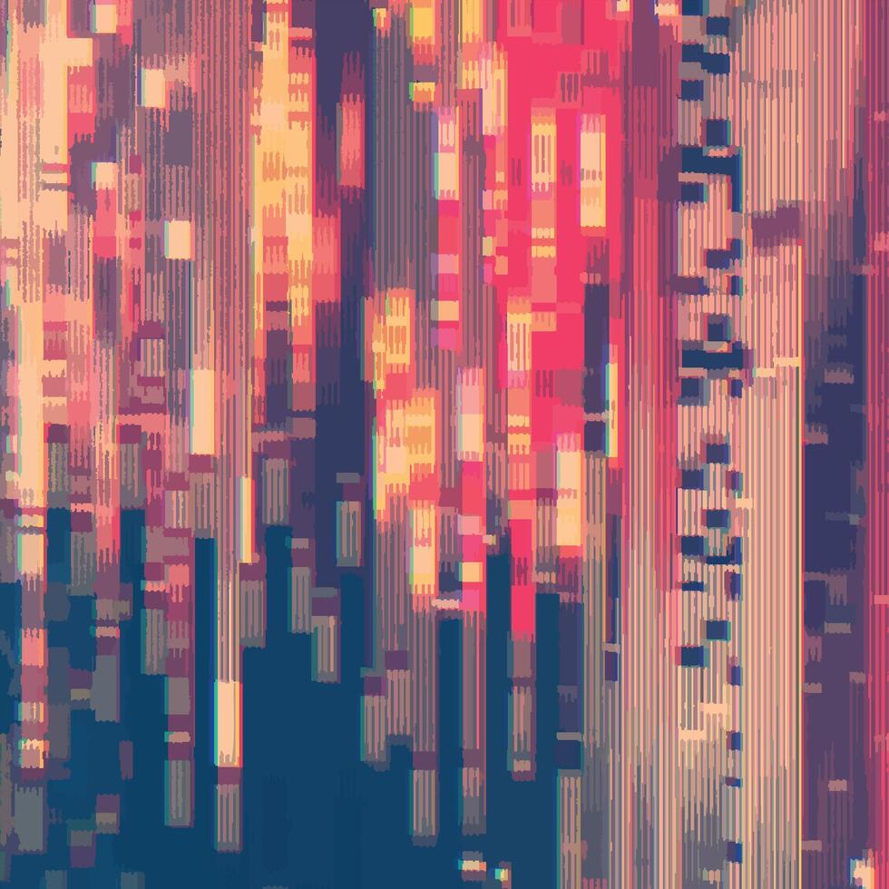 Abstract background of horizontal color lines of digital pixel television noise. Wallpaper distorted glitch texture. vector