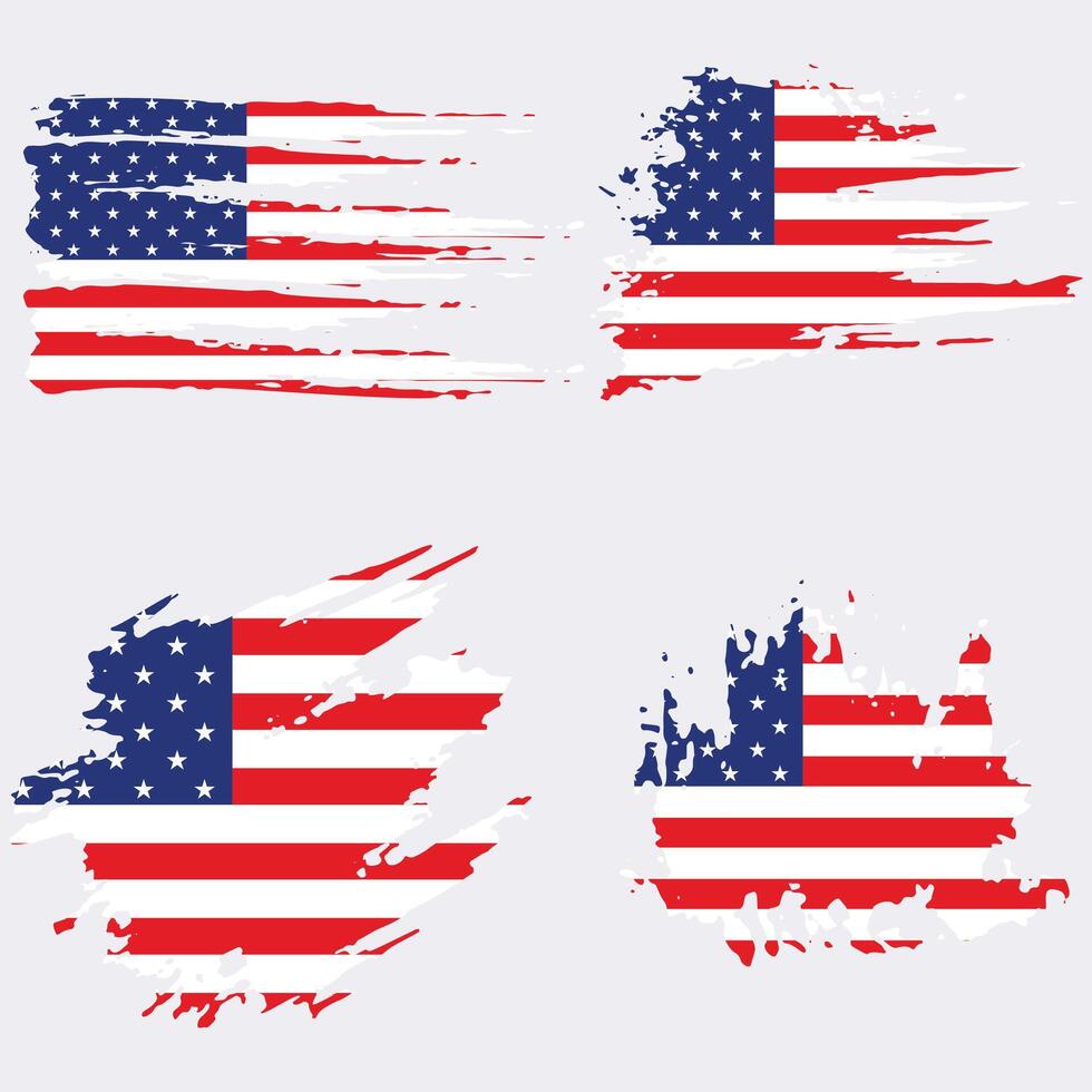 Grunge style American USA flag vector