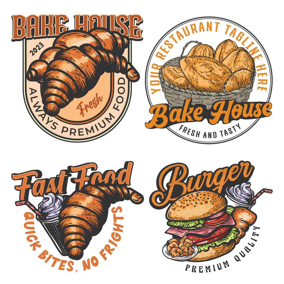 set of food labels vector