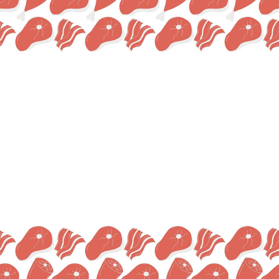 Seamless meat products frame. meat background vector