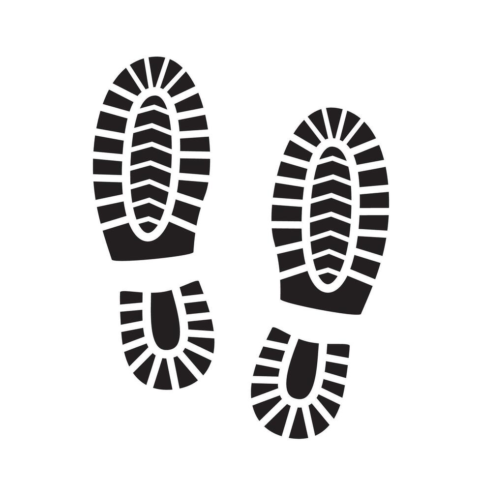 Footprint, silhouette. Shoe soles print. Foot print tread, boots, sneakers. Impression icon. illustration. vector