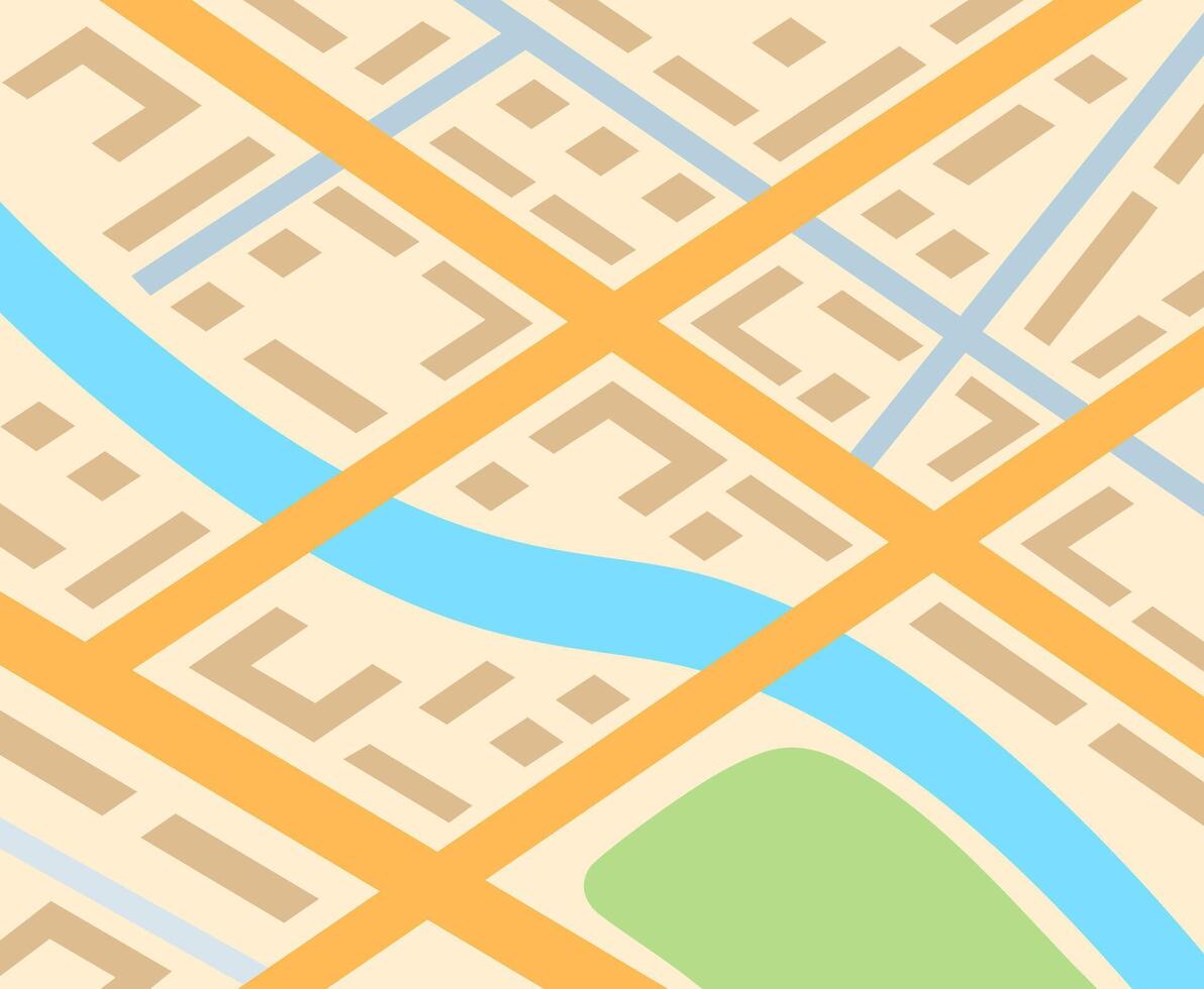 Top view of the day time city map with street and river, urban map. GPS map navigator concept. illustration. vector