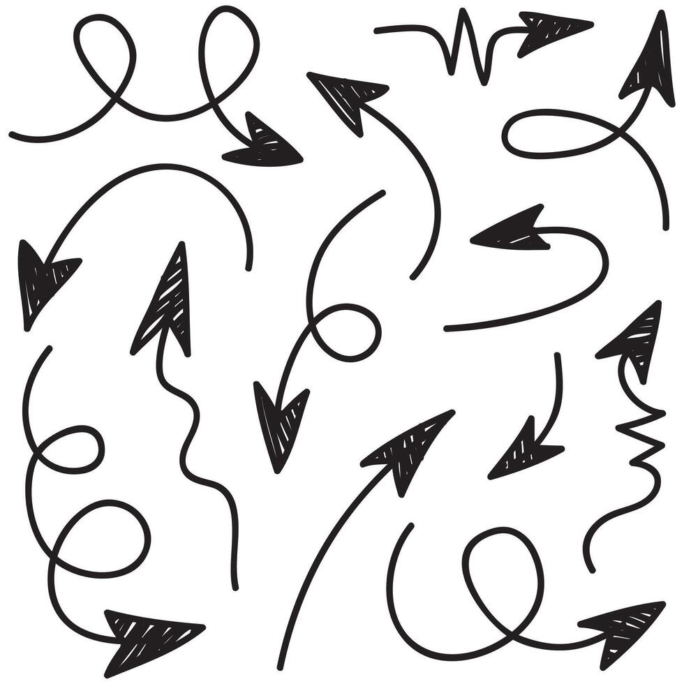 set of hand drawn arrows . doodle design elements. Illustration on white background.for business infographic, banner, web and concept design. vector