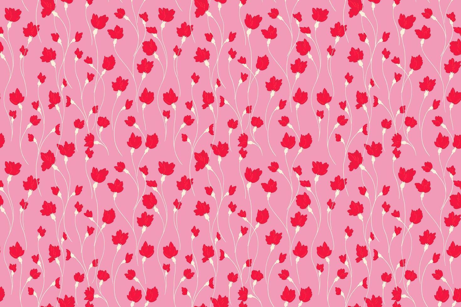 Pink pattern with creative intertwined florals stems. Abstract artistic branches with tiny flowers small buds seamless background. hand drawing. Simple ornament for designs, print, textiles vector