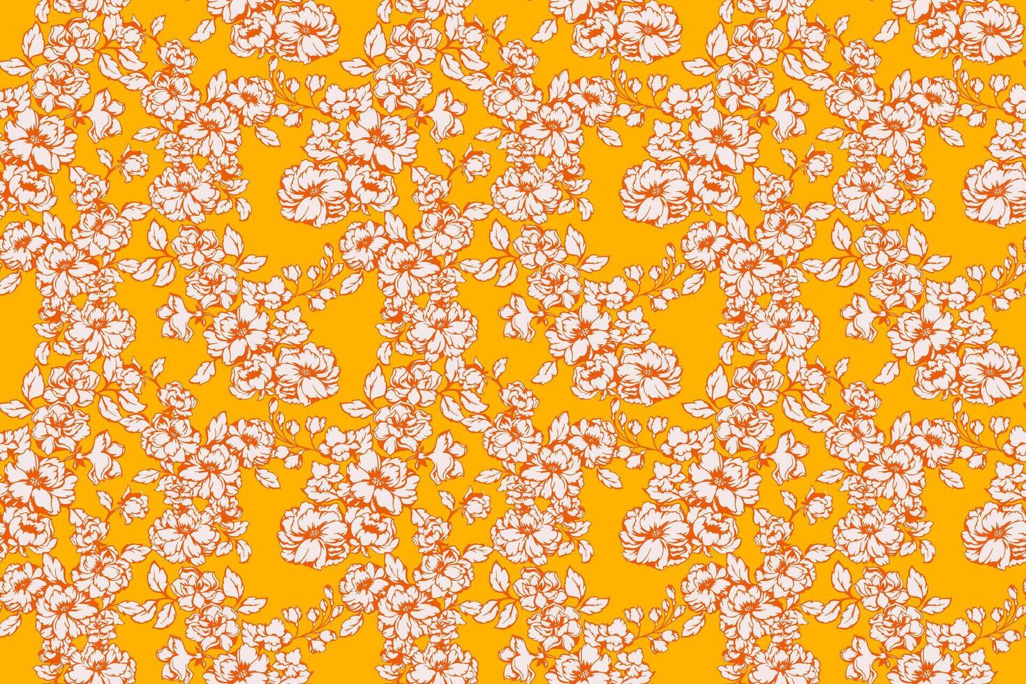 Seamless floral pattern.Colorful chic botanical design on a yellow background. Hand drawing summer blooming meadow. Abstract artistic flower nature ornament. illustration vector