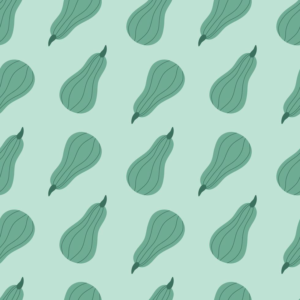 Green pumpkin seamless pattern. Autumn illustration for fabric, background, wrapping paper, cover vector