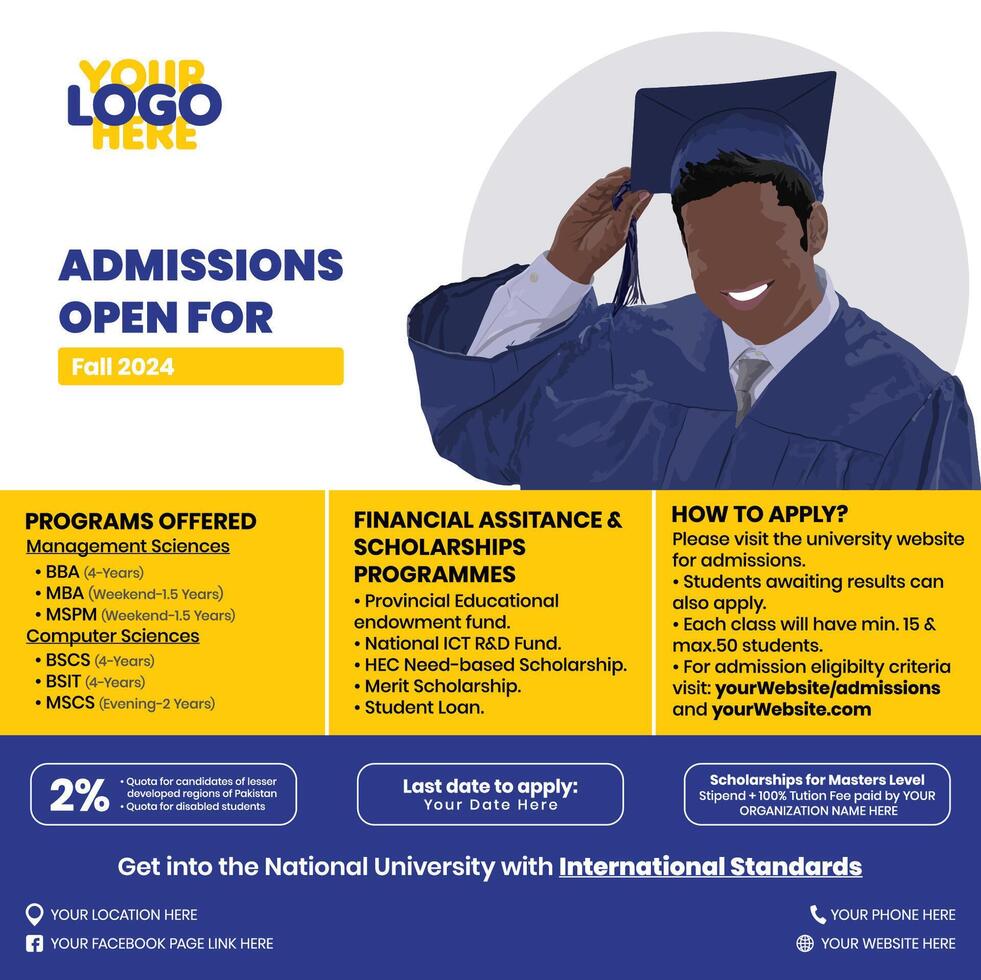 University Admissions Open Marketing Poster vector