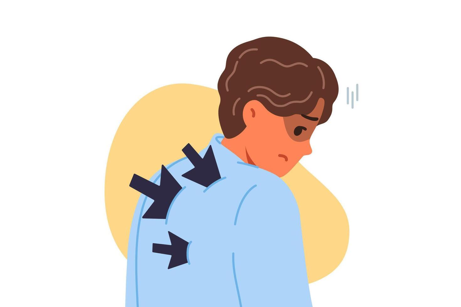 Betrayal and wounded back upset business man and kills motivation and desire to work with people vector