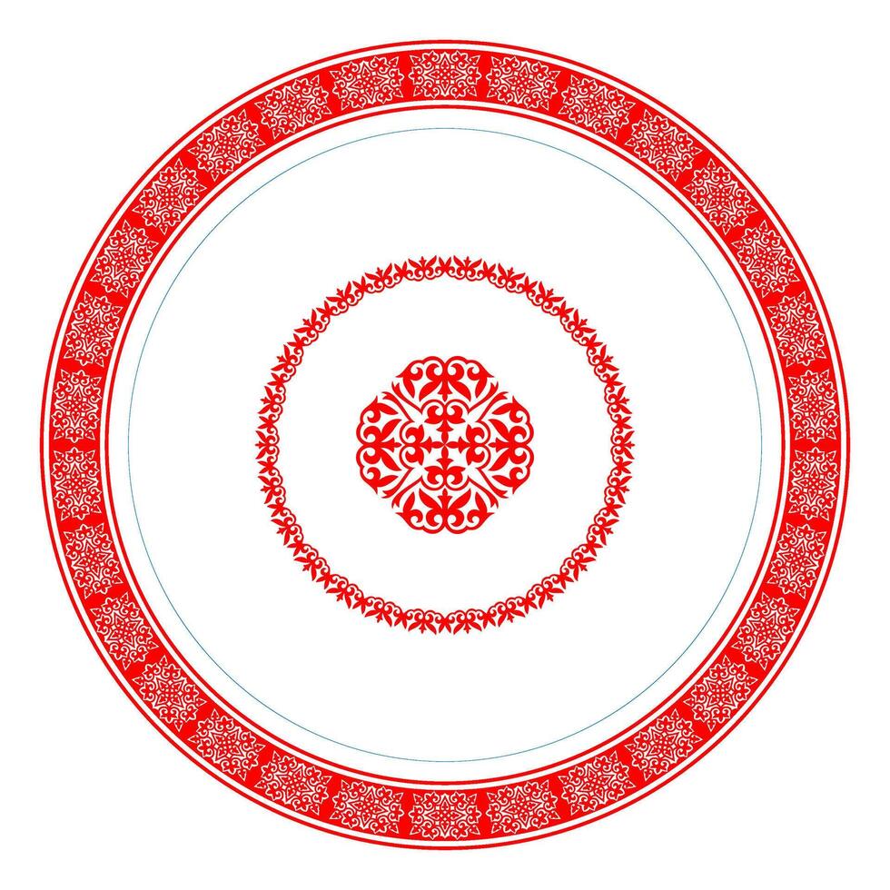 Red Round Kazakh National Ornament vector