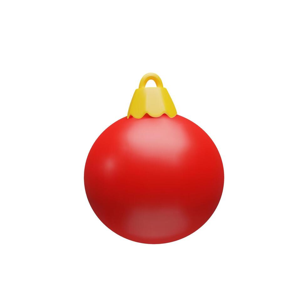 3d red rendering Christmas circle ball. Realistic three-dimensional illustration. Winter holiday bright colours decoration in cartoon style. Symbol for Happy New year and Merry Christmas. vector